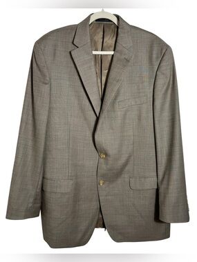 Lauren Ralph Lauren 100% Wool Blazer Sport Coat 44L Brown Tailored Jacket